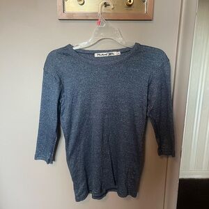 Michael Stars Heathered Navy 3/4 Sleeve Top